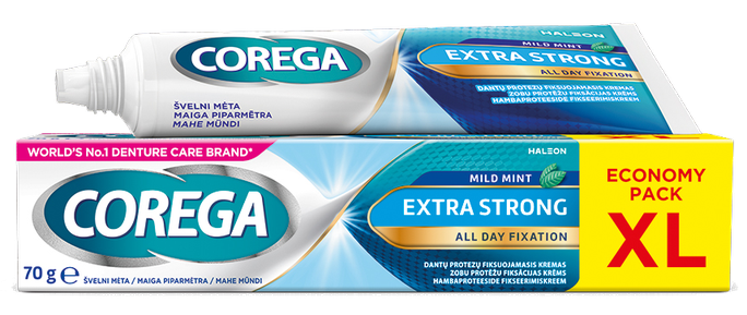 COREGA Stiprā fiksācijas krēms zobu protēzēm, 70 g