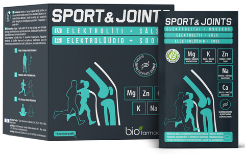 Bio Magnijs + Bio Kālijs BIOFARMACIJA, Elektrolītu-Sports & Locītavu komplekss, pulveris, 14 paciņas