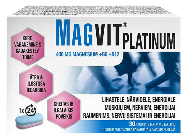 MAGVIT Platinum 30 tabletes ar trīsfāžu atbrīvošanas sistēmu