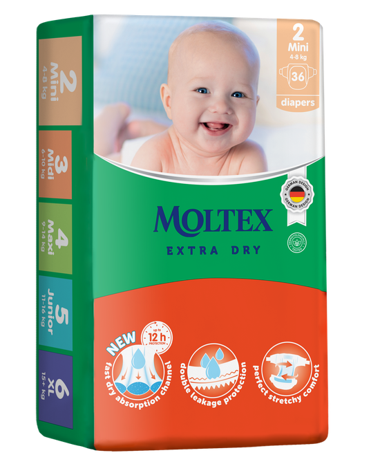 MOLTEX Extra Dry Mini 2 autiņbiksītes, 36 gabali