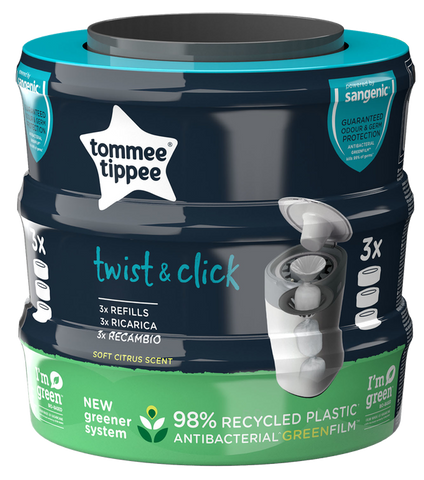 TOMMEE TIPPEE Sangenic Twist 3 kastītes netīriem autiņbiksītēm