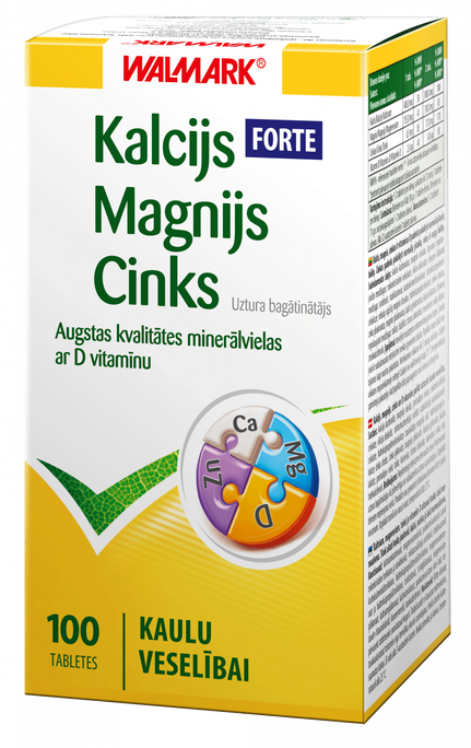 WALMARK Kalcija-Magnija-Cinka FORTE tabletes 100 gab.
