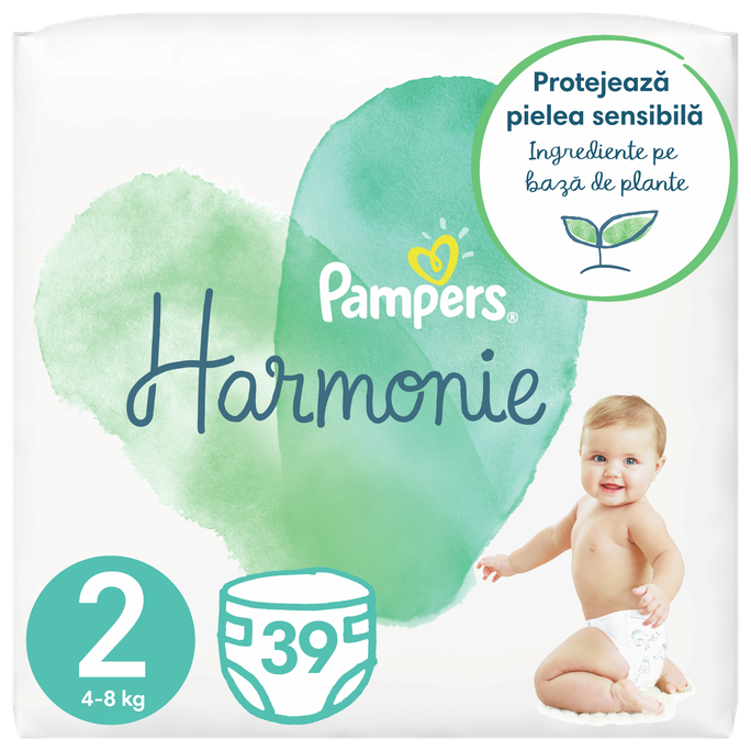 PAMPERS Harmonie 2 autiņbiksītes (4-8 kg) — 39 biksīšu iepakojums