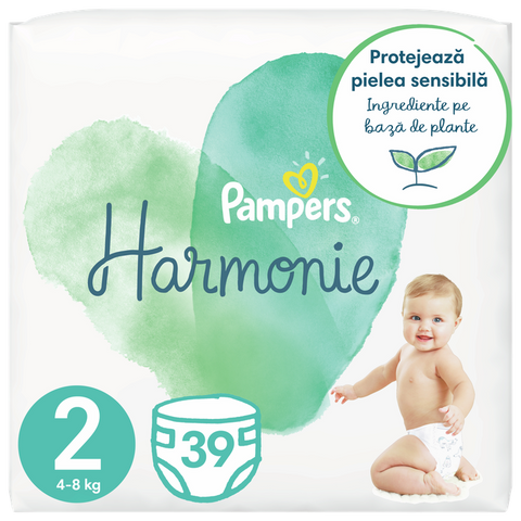 PAMPERS Harmonie 2 autiņbiksītes (4-8 kg) — 39 biksīšu iepakojums