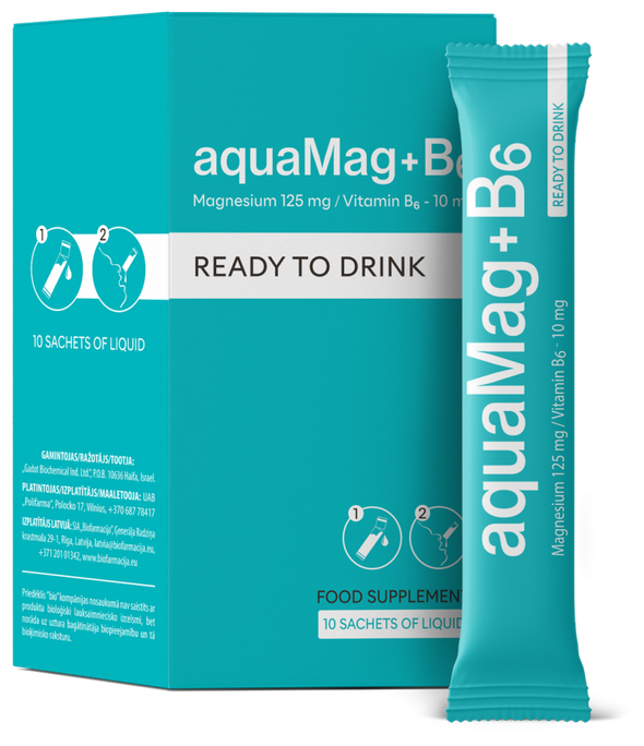 BIOFARMACIJA AquaMag+B6 — 10 paciņas pa 15 ml