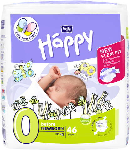 HAPPY   Before Newborn 0. izmērs autiņbiksītes, 46 gab.