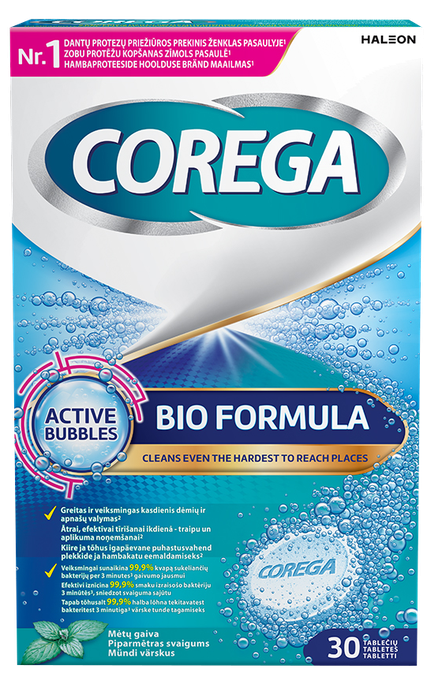 COREGA Bio Formula - 30 tabletes zobu protēžu putefniecības procedūrām