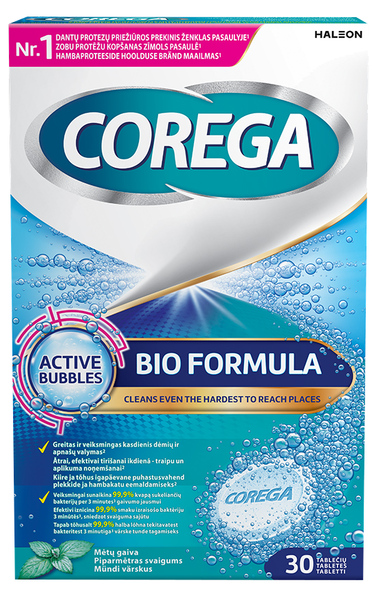 COREGA Bio Formula - 30 tabletes zobu protēžu putefniecības procedūrām