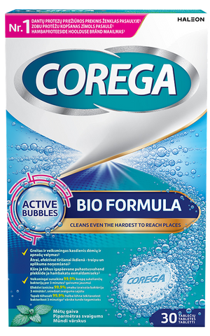 COREGA Bio Formula - 30 tabletes zobu protēžu putefniecības procedūrām