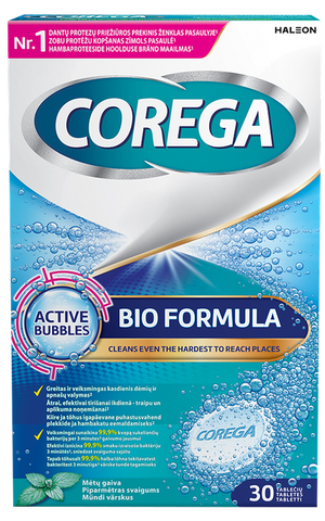 COREGA Bio Formula - 30 tabletes zobu protēžu putefniecības procedūrām