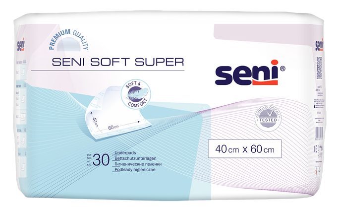 SENI Soft Super higiēniskie absorbējošie palagi 40 x 60 cm (30 gab.)