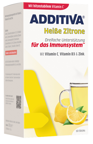 ADDITIVA Karstais dzēriens ar Citronu, C vitamīnu, Cinku un D3 vitamīnu, 10 paciņas