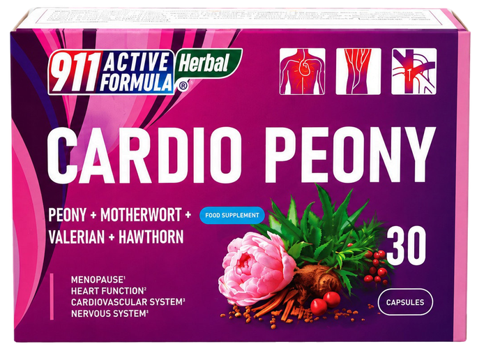 911 Cardio Peonija kapsulas, 30 gab.