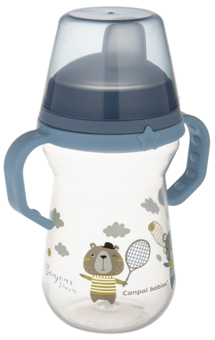 CANPOL BABIES FirstCup Bonjour Paris Blue krūzīte 250 ml ar plašiem rokturiem
