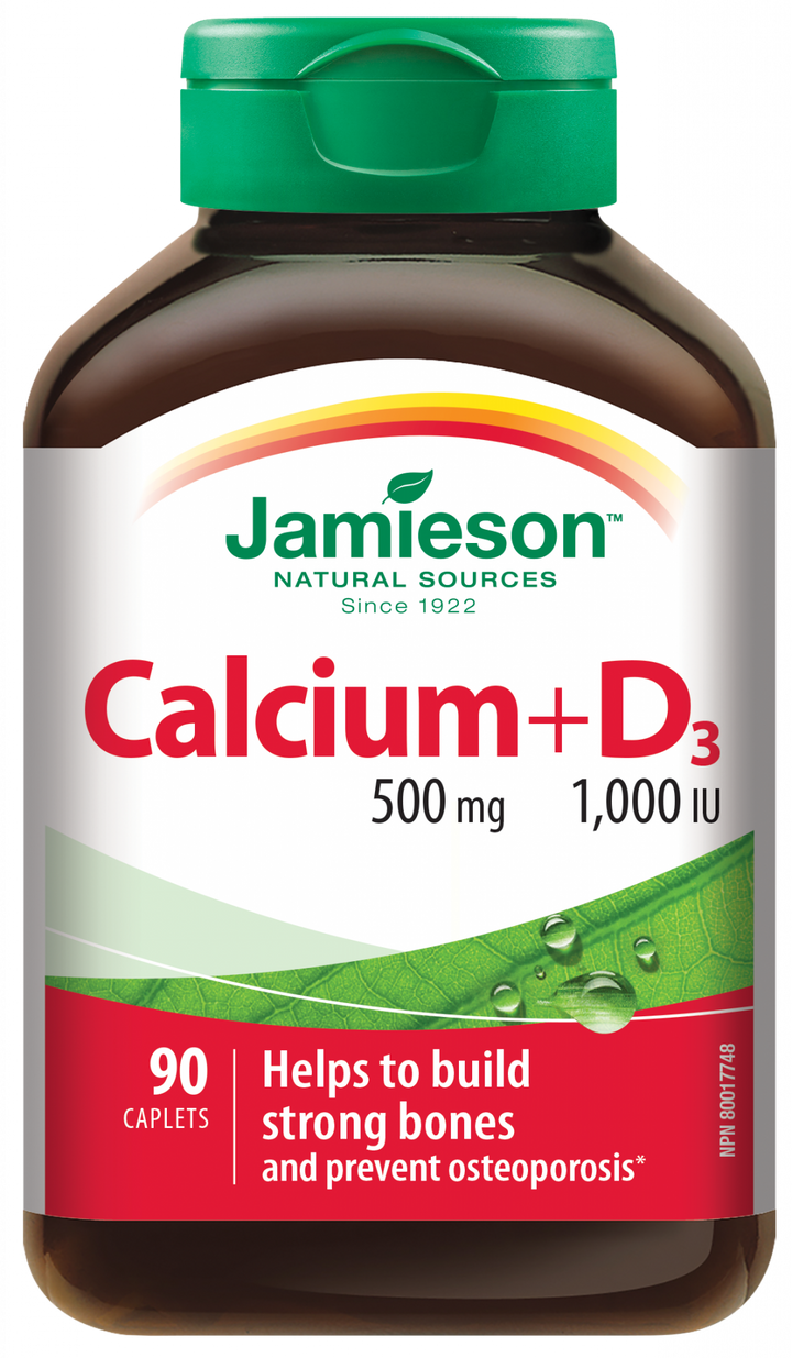 JAMIESON Kalcija un D3 vitamīna komplekss 500 mg/1000 IU, 90 tabletes