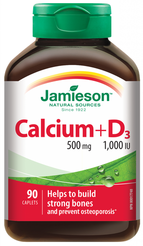 JAMIESON Kalcija un D3 vitamīna komplekss 500 mg/1000 IU, 90 tabletes