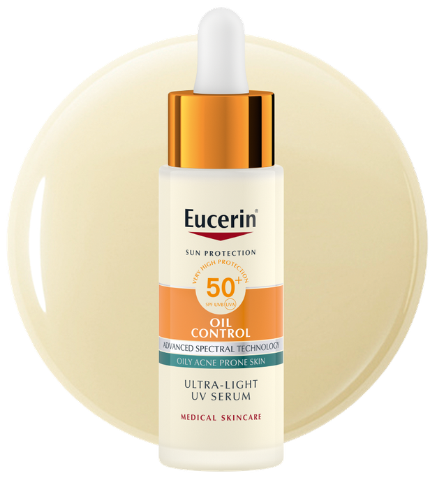EUCERIN Sun Oil Control serums ar SPF 50+ – UV aizsardzība, 30 ml