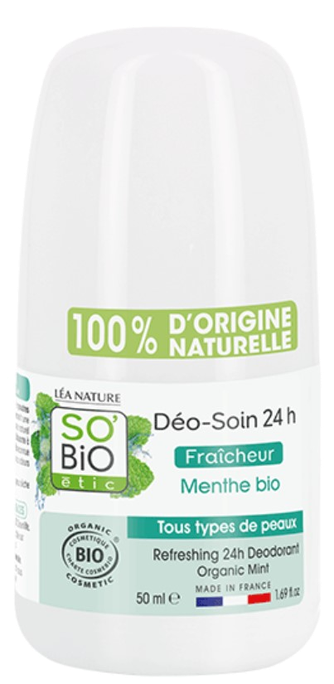 SO BIO ETIC Dezodorants ar Piparmētru 24H, 50 ml