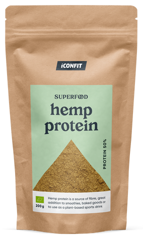 ICONFIT Pulveris no organiskas kaņepju sēklas, 50 % proteīns, 200 g