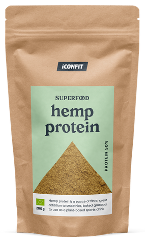 ICONFIT Pulveris no organiskas kaņepju sēklas, 50 % proteīns, 200 g