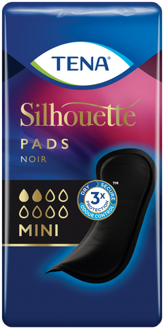 TENA Silhouette Noir Mini – 18 uroloģiskie ieliktņi melnai apakšveļai