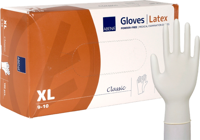ABENA XL, lateksa cimdi bez pūdera, 100 gabali