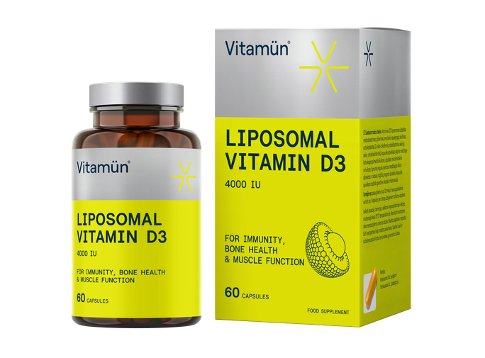 VITAMUN D3 Liposomālās kapsulas - 60 gab. imunitātei un kaulu stiprumam