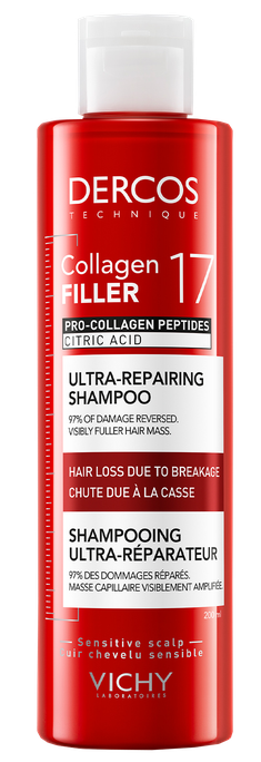 VICHY Dercos Collagen Filler 17 — Ultra-ekspresa šampūns matiem, 200 ml