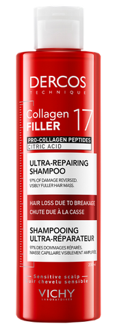 VICHY Dercos Collagen Filler 17 — Ultra-ekspresa šampūns matiem, 200 ml