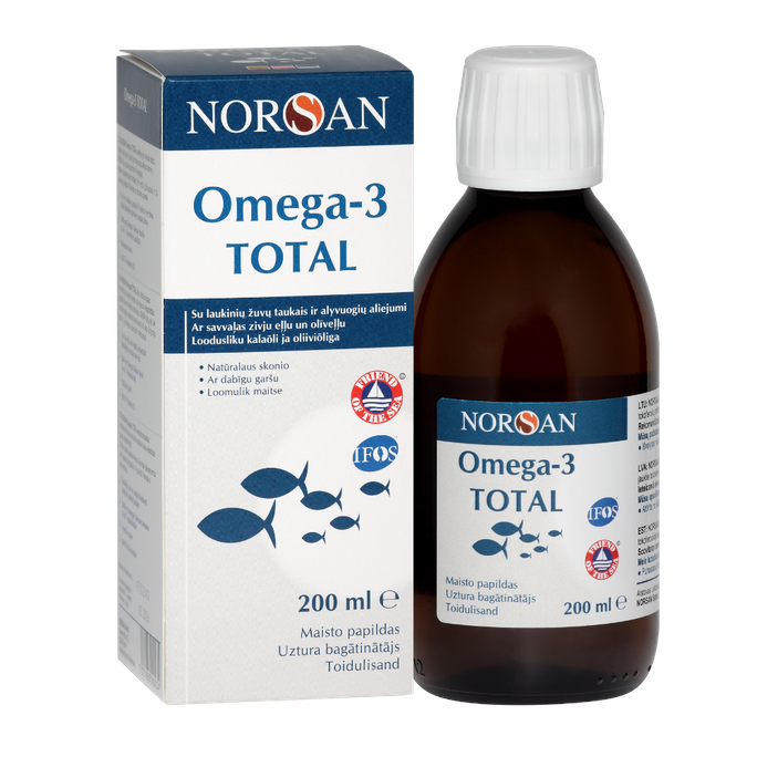 NORSAN Total Omega-3, eļļa ar dabīgu garšu, 200 ml