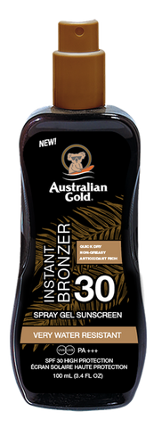 AUSTRALIAN GOLD Saules aizsargsprejs ar bronzeri SPF30, Spray Gel formā, 100 ml