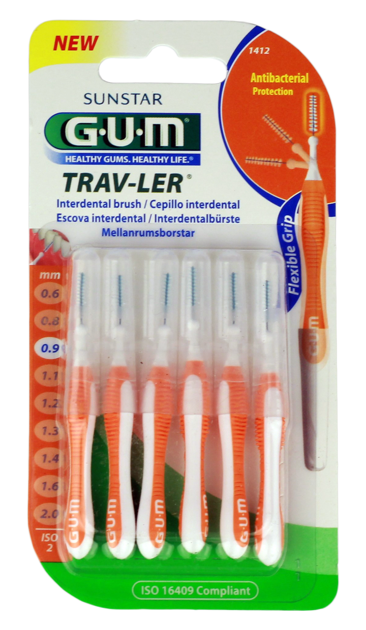 GUM Trav-Ler zobstarpu birstīte 0,9 mm, komplektā 6 gab.