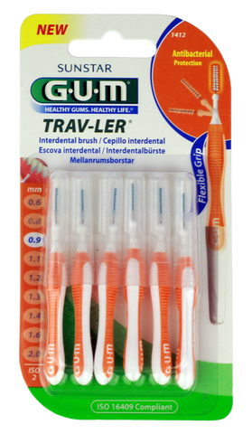 GUM Trav-Ler zobstarpu birstīte 0,9 mm, komplektā 6 gab.