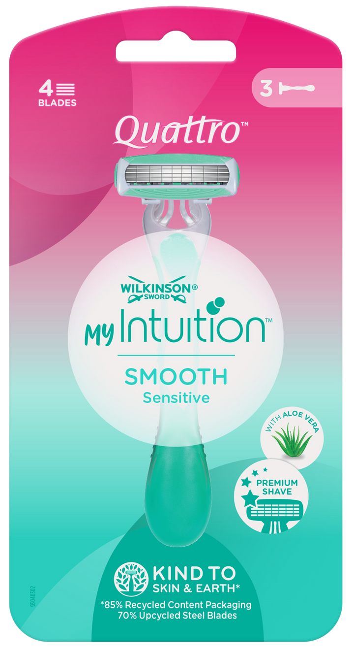 WILKINSON SWORD Quattro For Women Sensitive Comfort, 3 vienreizlietojami skuvekļi