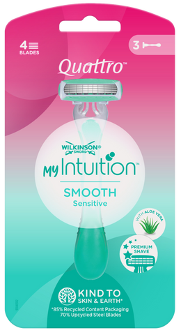 WILKINSON SWORD Quattro For Women Sensitive Comfort, 3 vienreizlietojami skuvekļi