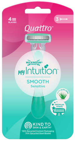 WILKINSON SWORD Quattro For Women Sensitive Comfort, 3 vienreizlietojami skuvekļi