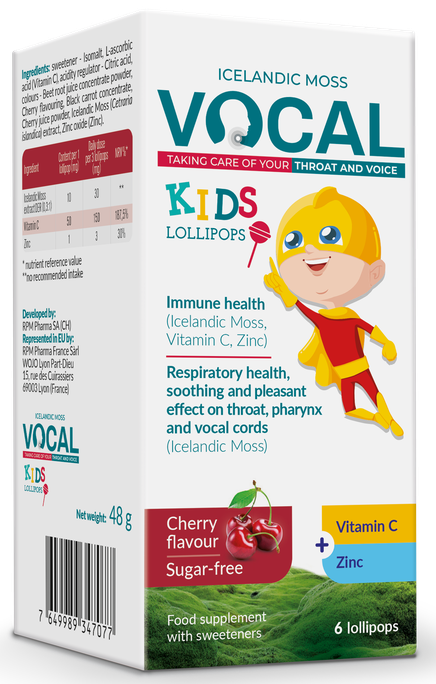 VOCAL Cherry Pastillas Bērniem, 6 gab.