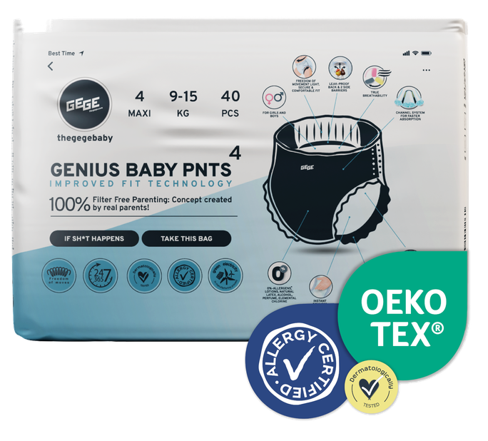 GEGE Genius Maxi 4 Bērnu Autiņbiksītes (9-15 kg), 40 gab.