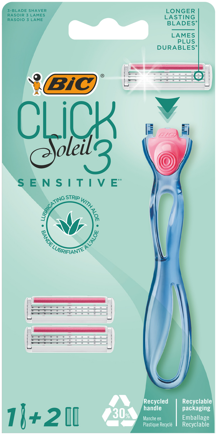 BIC Soleil Click3 skuveklis ar 2 maiņas kasetņiem, 1 gab.