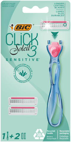 BIC Soleil Click3 skuveklis ar 2 maiņas kasetņiem, 1 gab.