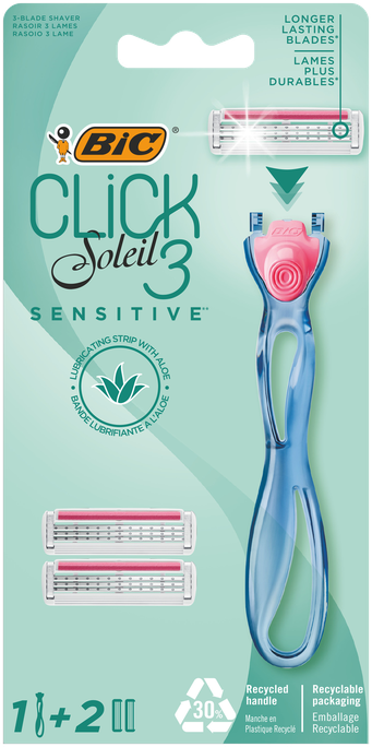 BIC Soleil Click3 skuveklis ar 2 maiņas kasetņiem, 1 gab.