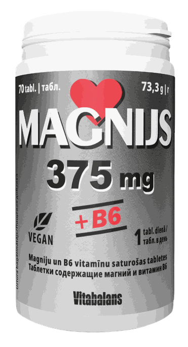 VITABALANS tabletes ar 375 mg magnija un B6 vitamīnu, 70 gab.