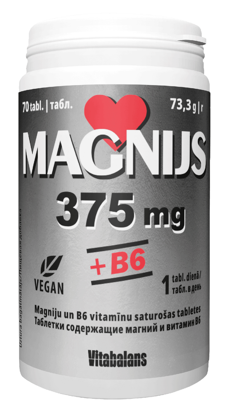 VITABALANS tabletes ar 375 mg magnija un B6 vitamīnu, 70 gab.