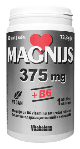 VITABALANS tabletes ar 375 mg magnija un B6 vitamīnu, 70 gab.