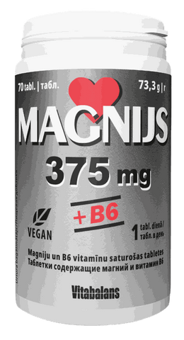 VITABALANS tabletes ar 375 mg magnija un B6 vitamīnu, 70 gab.