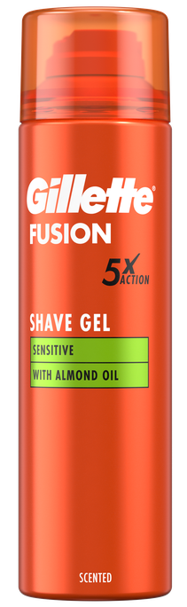 GILLETTE Fusion Sensitive ar mandeļu eļļu - 200 ml skūšanās putas