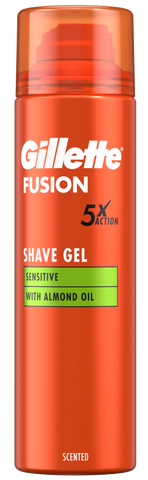 GILLETTE Fusion Sensitive ar mandeļu eļļu - 200 ml skūšanās putas