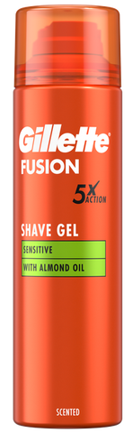 GILLETTE Fusion Sensitive ar mandeļu eļļu - 200 ml skūšanās putas