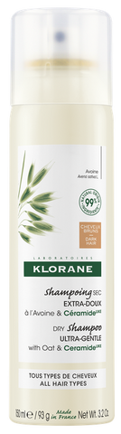 KLORANE Auzas un keramīds sausais šampūns brūniem un tumšiem matiem, 150 ml
