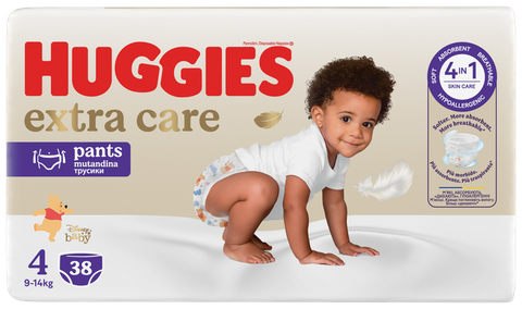 HUGGIES Extra Care S4 Biksītes, 9-14 kg, iepakojums 38 gab.